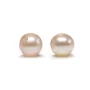 Perle de culture d'eau douce, semi-percée, saumon, ronde, 6-6.5mm x 2pcs