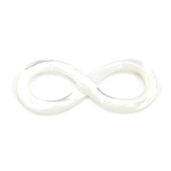 Nacre blanche en 8 de l'infini 12x30mm x 1pc