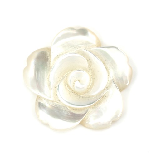 White half-drilled mother-of-pearl flower 20mm x 1pc