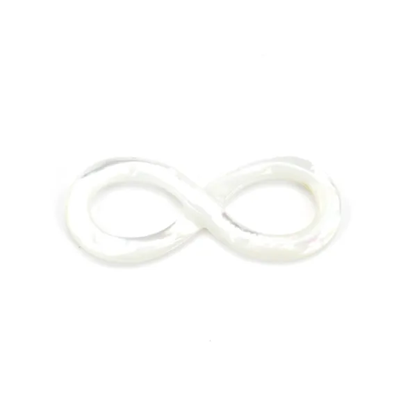 Nacre blanche formant un symbole d'infini 5x15mm x 1pc