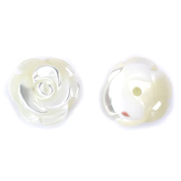 Nacre blanche en rose semi-percée 12mm x 1pc