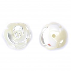White mother-of-pearl half drilled rose 12mm x 1pc