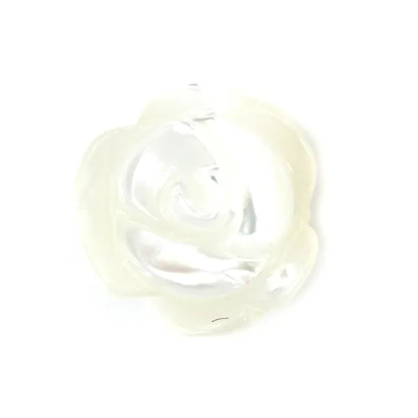 White mother-of-pearl half drilled Rose 8mm x 2pcs