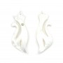 white mother-of-pearl in a cat shape with a cubic zirconia 12x34 mm x 1pc