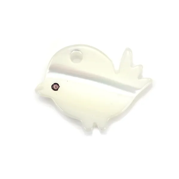 Nacre blanche en forme d'oiseau 9x9mm x 1pc