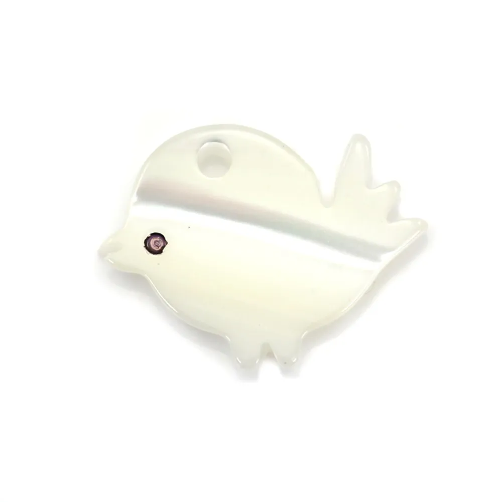 Nacre blanche en forme d'oiseau 9x9mm x 1pc