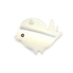 White mother-of-pearl bird 9x9mm x 1pc 