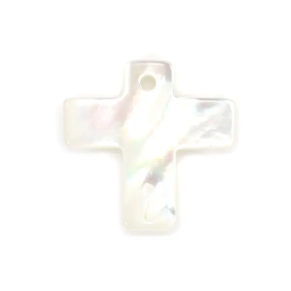 Nacre blanche en forme de croix 11x11mm x 1pc