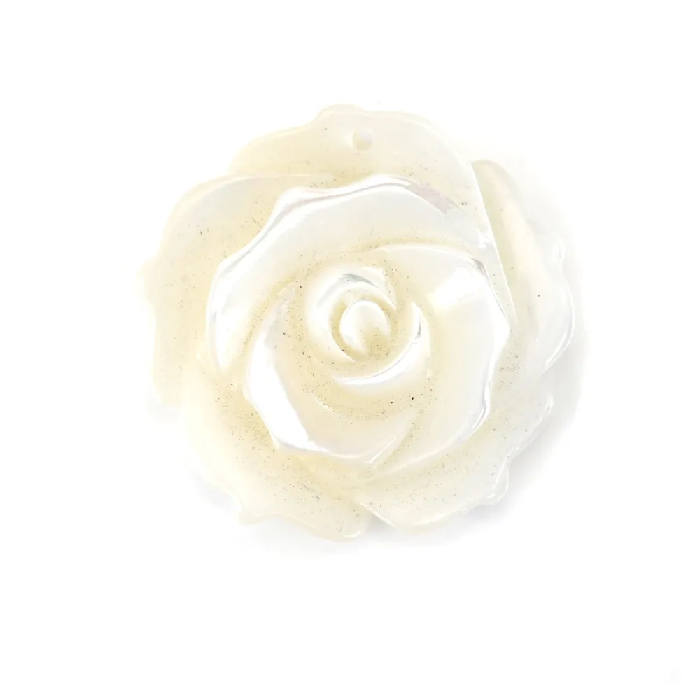Nacre blanche en rose semi-percée 20mm x 1pc