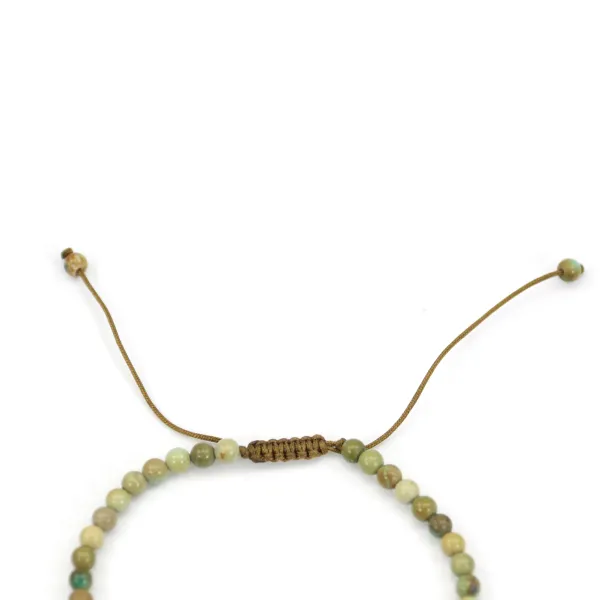 Natural Turquoise 4mm Round Bracelet - Adjustable Macramé x 1pc