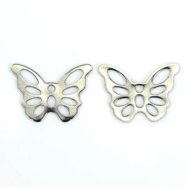 Breloque Papillon Acier Inox 11x15mm x 2pcs