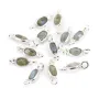 Breloque Labradorite ovale facettée serti argent 925 4x11mm x 1pc
