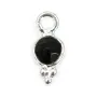Breloque Onyx noir rond facetté serti argent 925 5x11mm x 1pc
