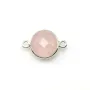 Faceted round rose quartz set in silver 2 rings 11mm x 1pc