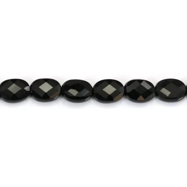 Onyx preto oval facetado 6x8mm x 2pcs