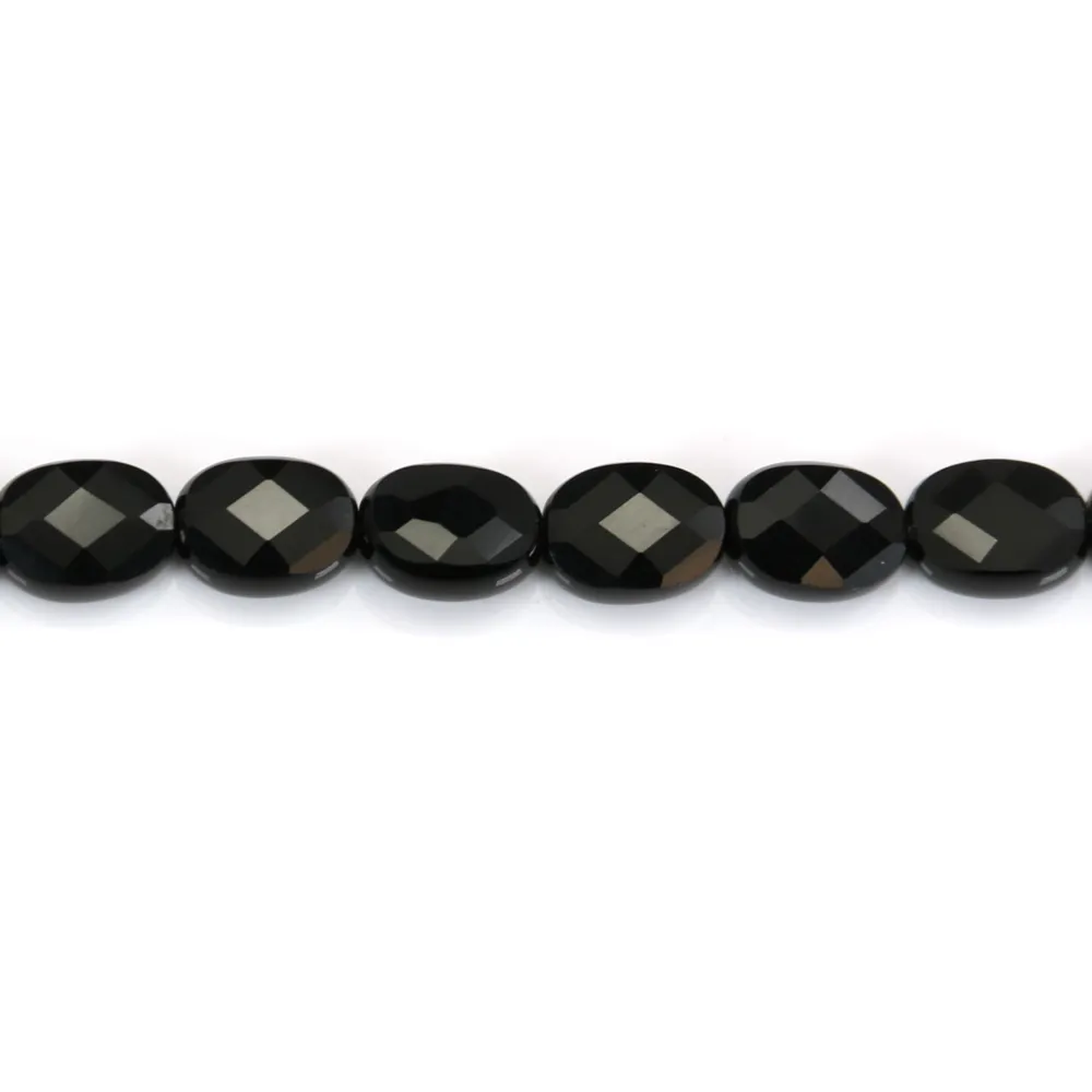 Onyx noir ovale facetté 6x8mm x 2pcs