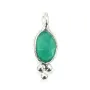 Grüner Achat Oval Facettenschliff Charm in 925er Silber 4x11mm x 1Stk