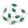 Charm Gemstone dyed emerald color faceted oval set in 925 silver 4x11mm x 1pc
