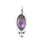 Oval faceted Amethyst charm set in silver 925 4x11mm x 1pc