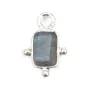 Conjunto de charme labradorite rectângulo em prata 925 8x12mm x 1pc