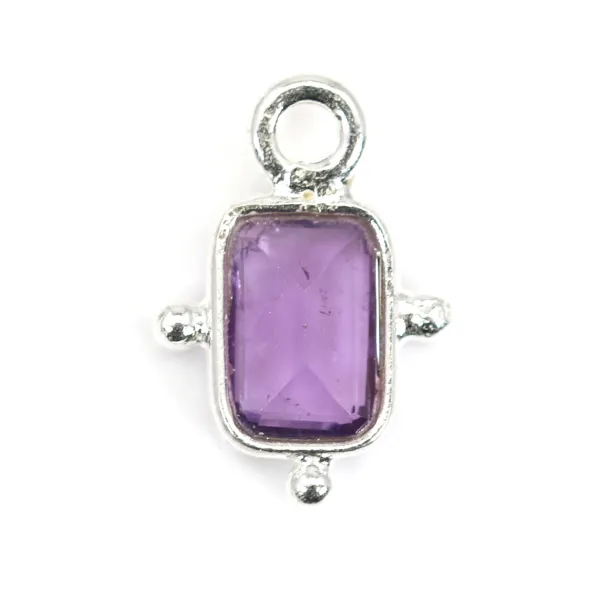 Encanto amatista rectángulo en plata 925 8x12mm x 1pc