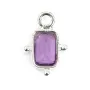 Rectângulo de amethyst charme em prata 925 8x12mm x 1pc