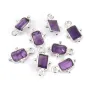 Rectângulo de amethyst charme em prata 925 8x12mm x 1pc