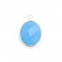 Calcédoine bleu ovale facettée un anneau sertie sur argent 11x13mm x 1pc