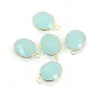 Faceted oval chalcedony set in gold-plated silver 11x13mm x 1pc