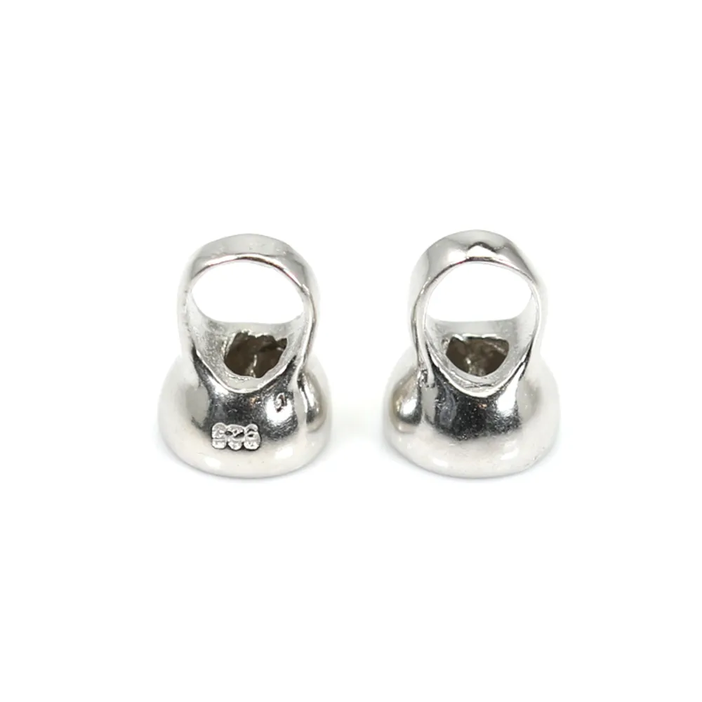 Embout demi-sphère avec attache en argent 925 6x8mm x 2pcs