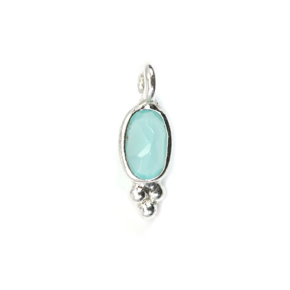 Chalcedon Charm, oval facettiert, gefasst 925er Silber 4x11mm x 1Stk