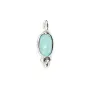Oval faceted Chalcedony charm set in silver 925 4x11mm x 1pc