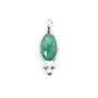 Charm Gemstone dyed emerald color faceted oval set in 925 silver 4x11mm x 1pc