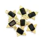 Black Onyx charm rectangle set in 925 silver gilt 10x13mm x 1pc