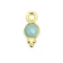 Round faceted Amazonite charm set in 925 sterling silver and gold 5x11mm x 1pc