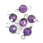 Conjunto de Amethyst Charme Facetado Redondo em Prata 925 7x13mm x 1pc