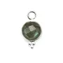 Breloque en Labradorite ronde facettée serti argent 925 7x13mm x 1pc