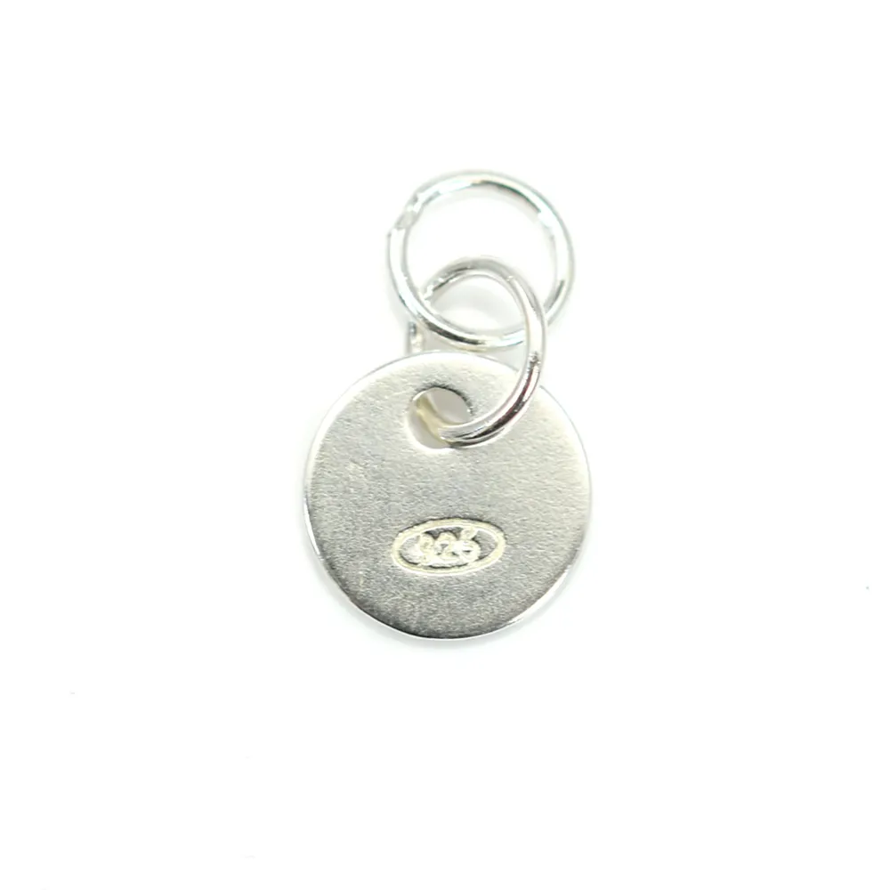 Breloque médaille à graver à double anneau argent 925 6mm x 1pc