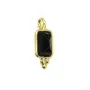 Breloque Onyx noir rectangle serti argent 925 doré à l'or fin 5x13mm x 1pc