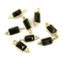 Black Onyx charm rectangle set in 925 silver gilt 5x13mm x 1pc