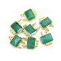 Rectângulo Esmeralda Tingida de Pedra Charme em Prata Esterlina 925 - 2 anéis - 8x10mm x 1pc