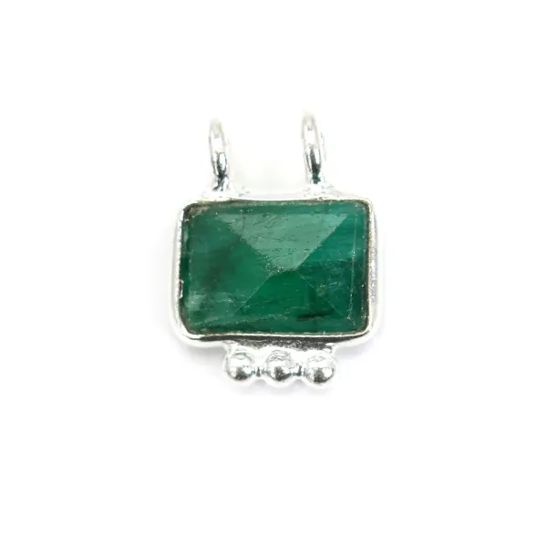 Conjunto de Pedra Esmeralda Tingida Encantada em Prata 925 Sterling - 2 Anéis - 8x10mm x 1pc