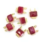 Conjunto de Rectângulo Rubi de Charme de Pedra Tingida em Prata 925 Sterling - 2 Anéis - 8x10mm x 1pc