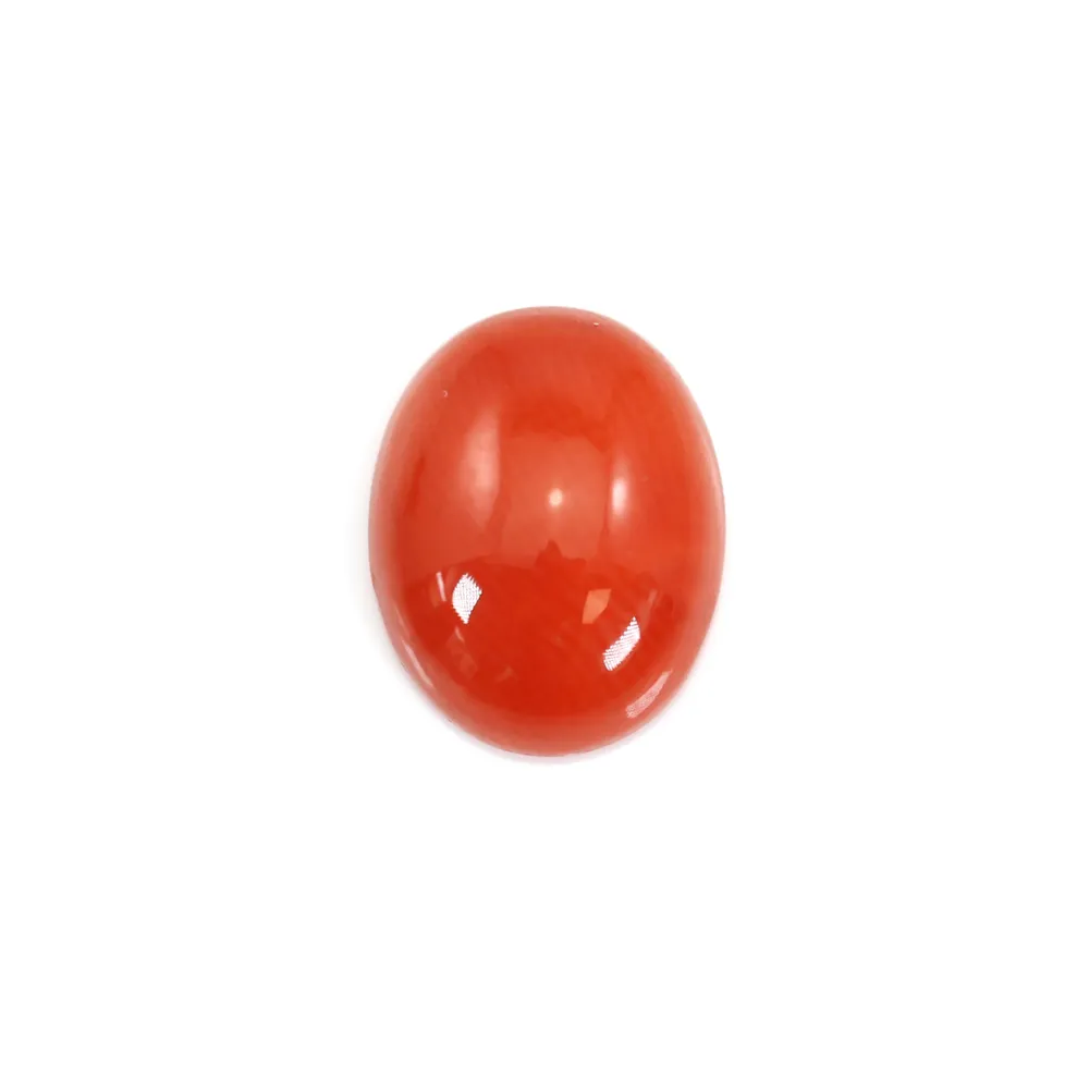 Cabochon Corail rouge Naturel ovale 8x10mm x 1pc