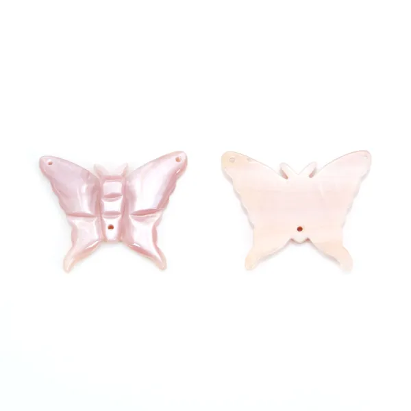 Nacre rose en forme de papillon 21x26mm x 1pc