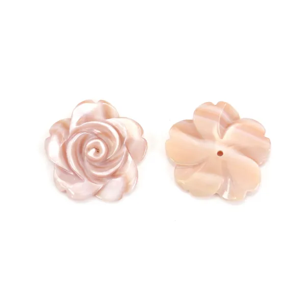 Pink half-drilled mother-of-pearl flower 20mm x 1pc