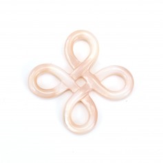 Pink mother-of-pearl chinese knot 15mm x 1pc