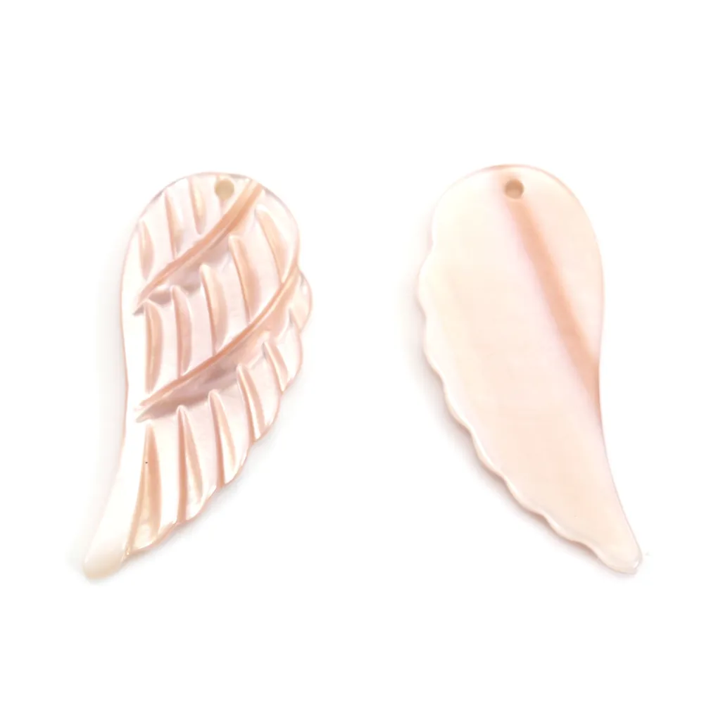 Nacre rose en forme d'aile 10x22mm x 1pc