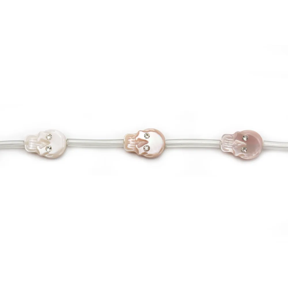 Tête de mort en nacre rose 8x12mm x 1pc