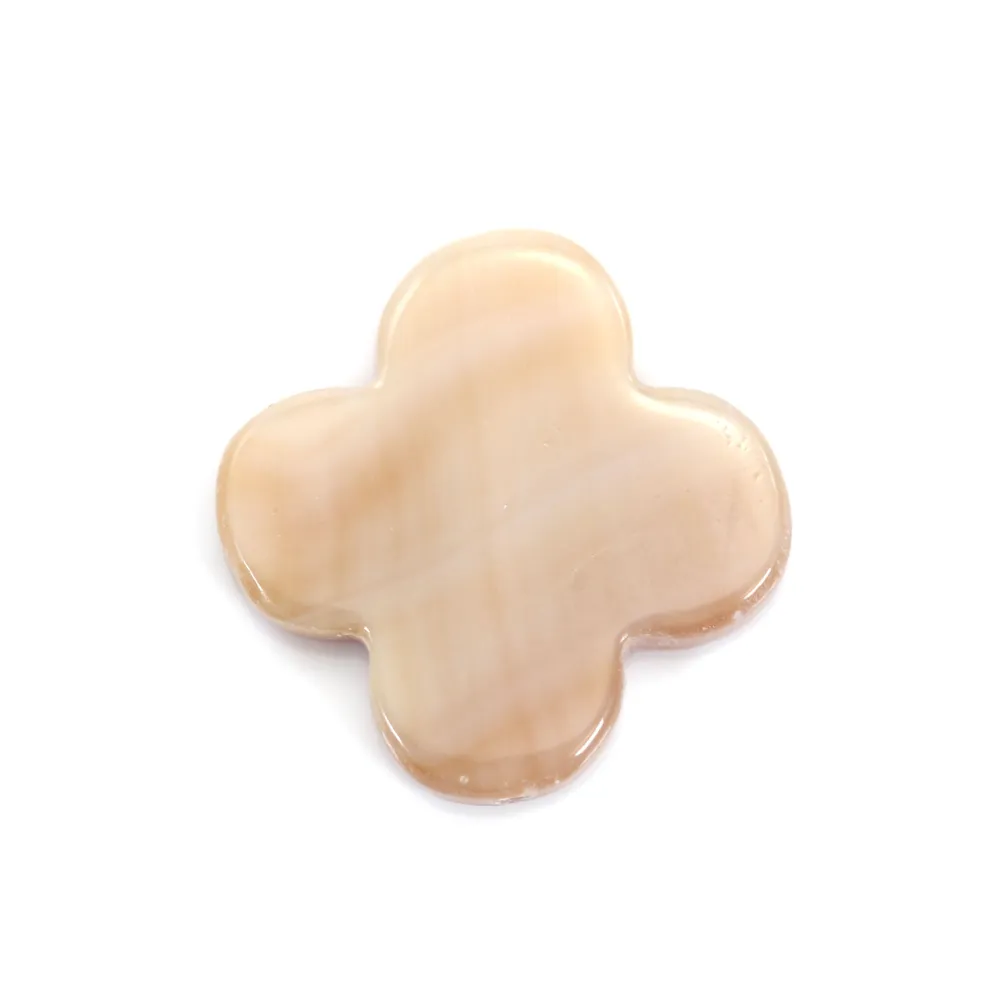 Nacre rose en forme de trèfle 18mm x 1pc